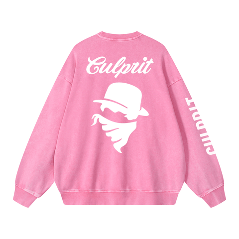 Culprit Script Sleeve Hit Crewneck (Pink)