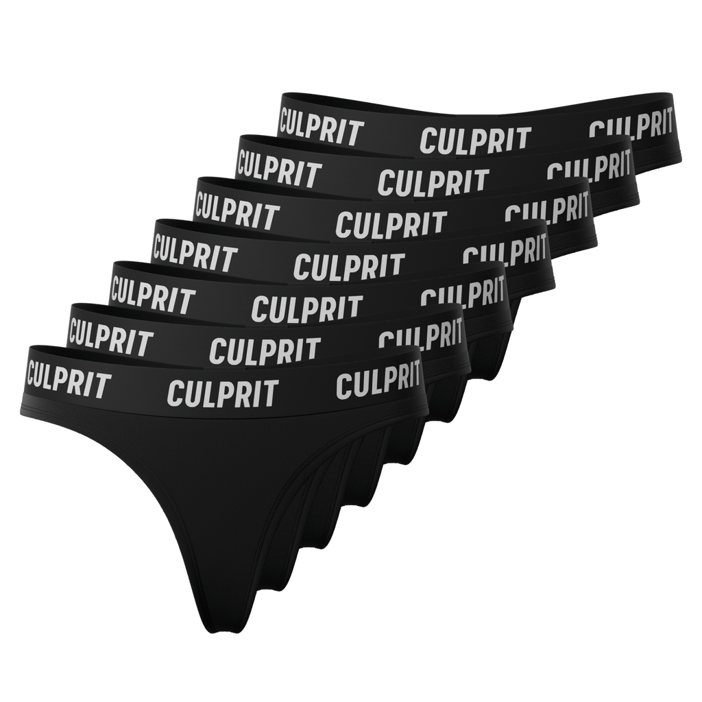 Classic Thong Stealth Black 7 - pack 🥷 - Culprit Underwear - Thongs - 7PK - THG - BLK - XS