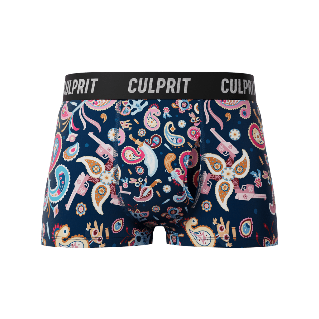 Crime Paisley 🦹 Trunk Cut Boxer Briefs w/ fly - Culprit Underwear - Trunk Cut w/ Fly - TRK2 - CRIME - S