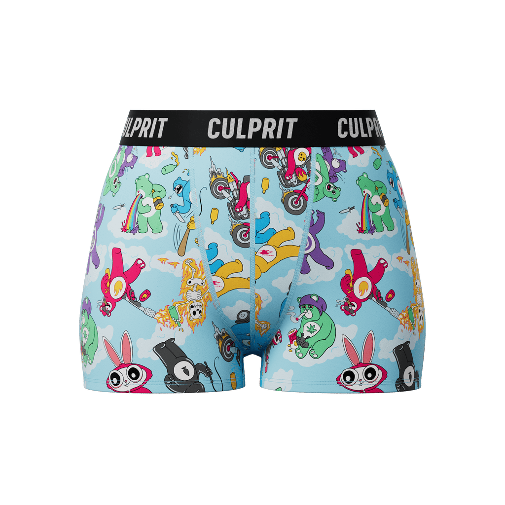 Don't Care Bears 🌈 Booty Shorts - Culprit Underwear - Booty Shorts - BS2 - BEAR - XS