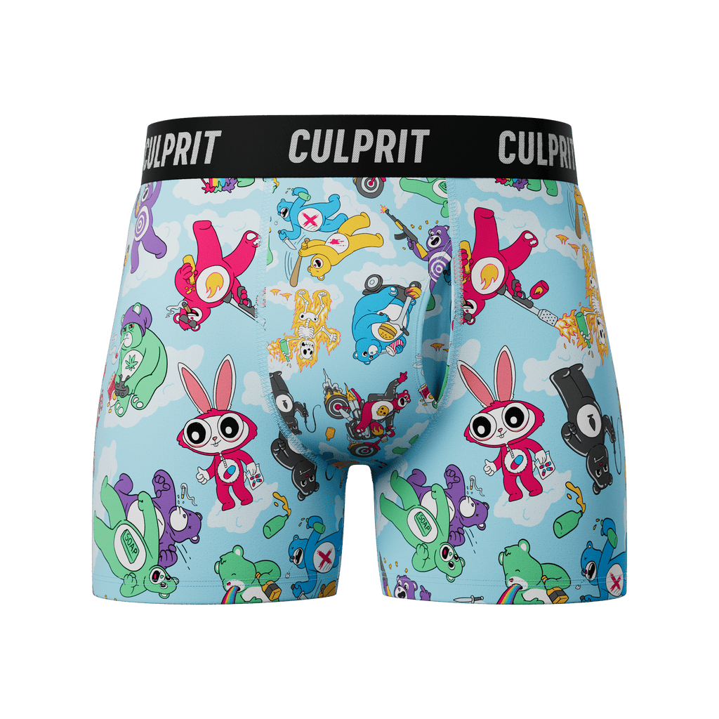 Don't Care Bears 🌈 Boxer Briefs w/ fly - Culprit Underwear - Boxer Briefs w/Fly - BB2 - BEAR - S