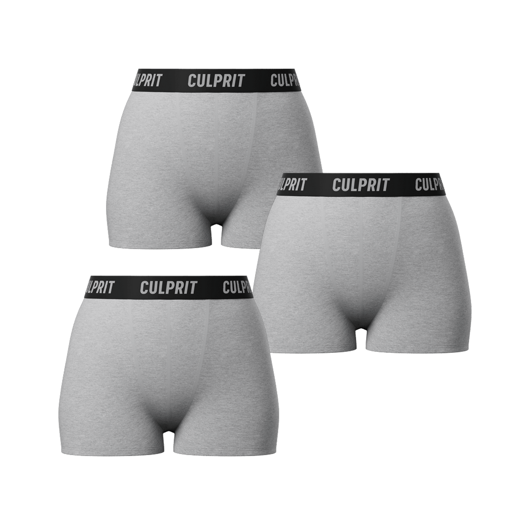 Heather Grey Booty Shorts 3 - Pack🌪️ - Culprit Underwear - Booty Shorts - 3PK - BS - HGRY - XS