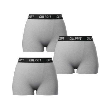 Heather Grey Booty Shorts 3 - Pack🌪️ - Culprit Underwear - Booty Shorts - 3PK - BS - HGRY - XS