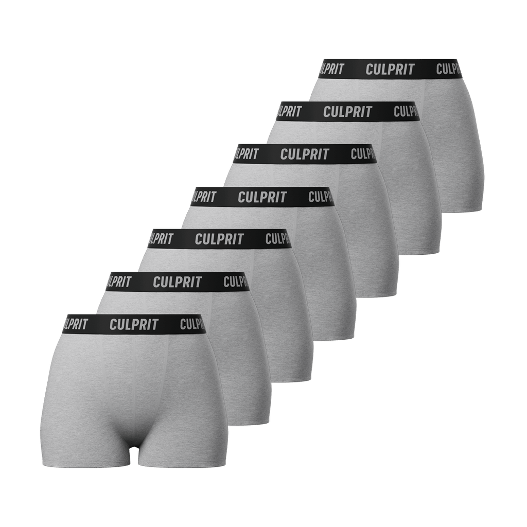 Heather Grey Booty Shorts 7 - Pack🌪️ - Culprit Underwear - Booty Shorts - 7PK - BS - HGRY - XS