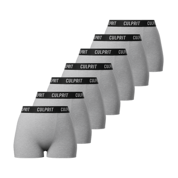 Heather Grey Booty Shorts 7 - Pack🌪️ - Culprit Underwear - Booty Shorts - 7PK - BS - HGRY - XS