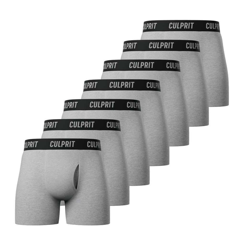 Heather Grey Boxer Briefs w/ Fly 7 - Pack🌪️ - Culprit Underwear - Boxer Briefs w/Fly - 7PK - BB - HGRY - S