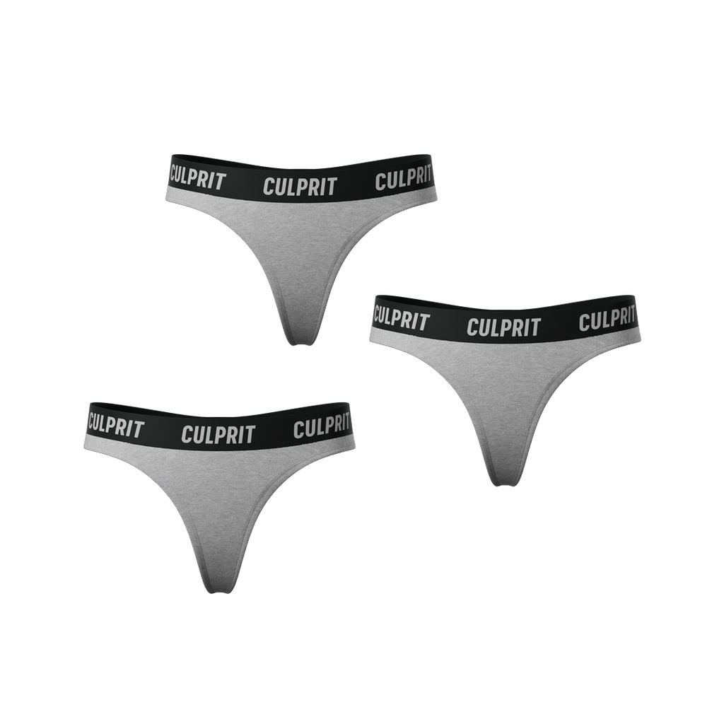 Heather Grey Classic Thong 3 - Pack🌪️ - Culprit Underwear - Thongs - 3PK - THG - HGRY - XS