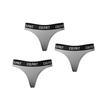 Heather Grey Classic Thong 3 - Pack🌪️ - Culprit Underwear - Thongs - 3PK - THG - HGRY - XS