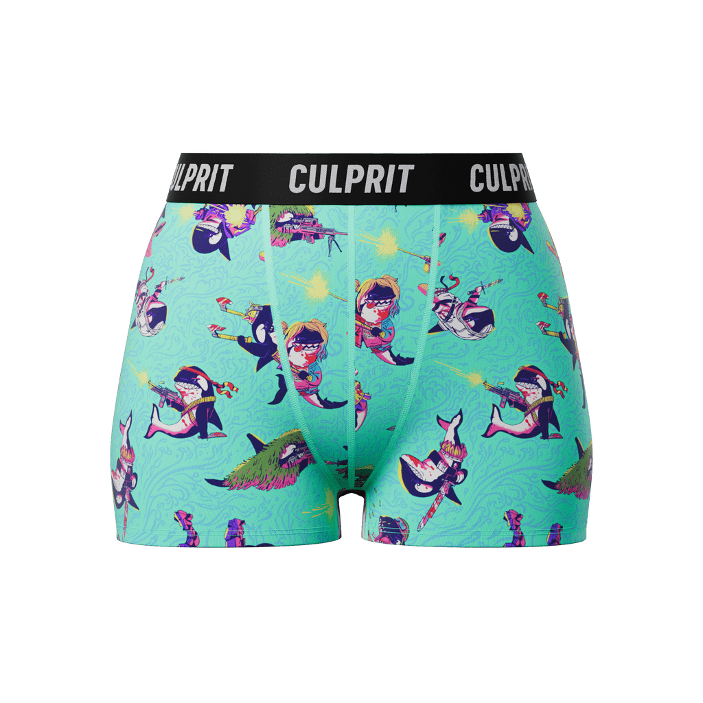 Killer Whales 🐋 Booty Shorts - Culprit Underwear - Booty Shorts - BS2 - WHALE - XS