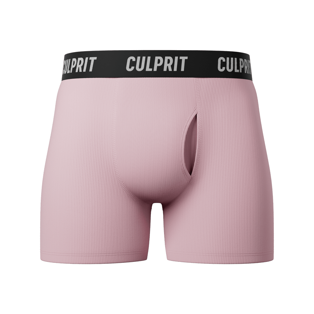 Pink Ribbed Boxer Briefs w/ fly - Culprit Underwear - Boxer Briefs w/Fly - BB - PNKRIB - S