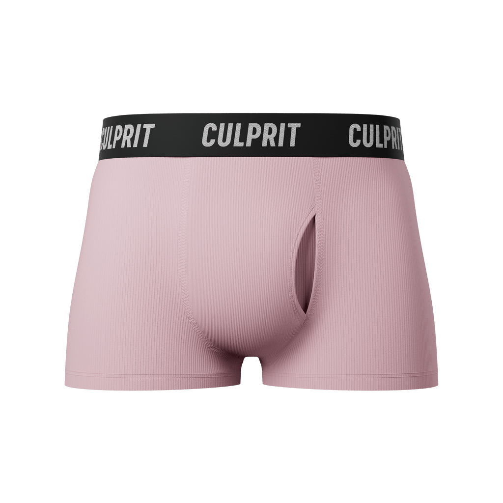 Pink Ribbed Trunk Cut Boxer Briefs w/ fly - Culprit Underwear - Trunk Cut w/ Fly - TRK2 - PNKRIB - S