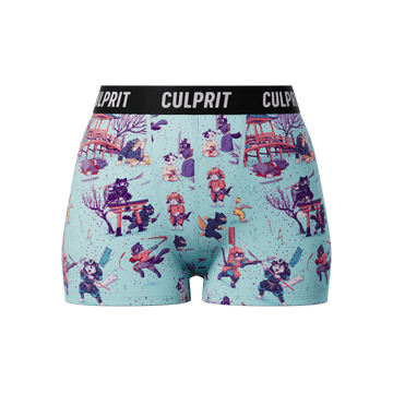 Samurai Cats Booty Shorts - Culprit Underwear - Booty Shorts - BS - SAMCAT - XS