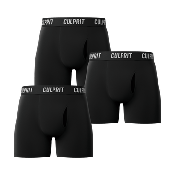 Stealth Black Boxer Briefs 3 - Pack 🥷 - Culprit Underwear - Boxer Briefs w/Fly - 3PK - BB - BLK - S