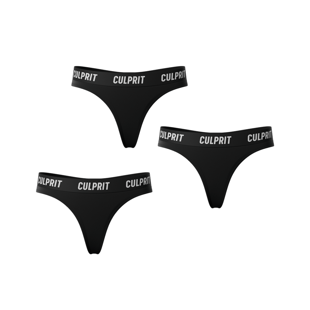 Stealth Black Classic Thong 3 - Pack 🥷 - Culprit Underwear - Thongs - 3PK - THG - BLK - XS