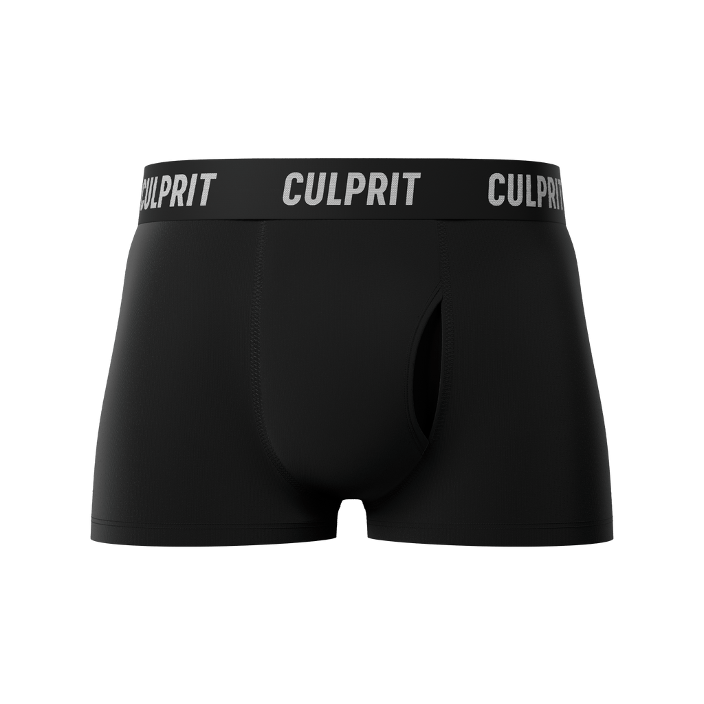 Stealth Black 🥷 Trunk Cut Boxer Briefs w/ fly - Culprit Underwear - Trunk Cut w/ Fly - TRK - BLK - S