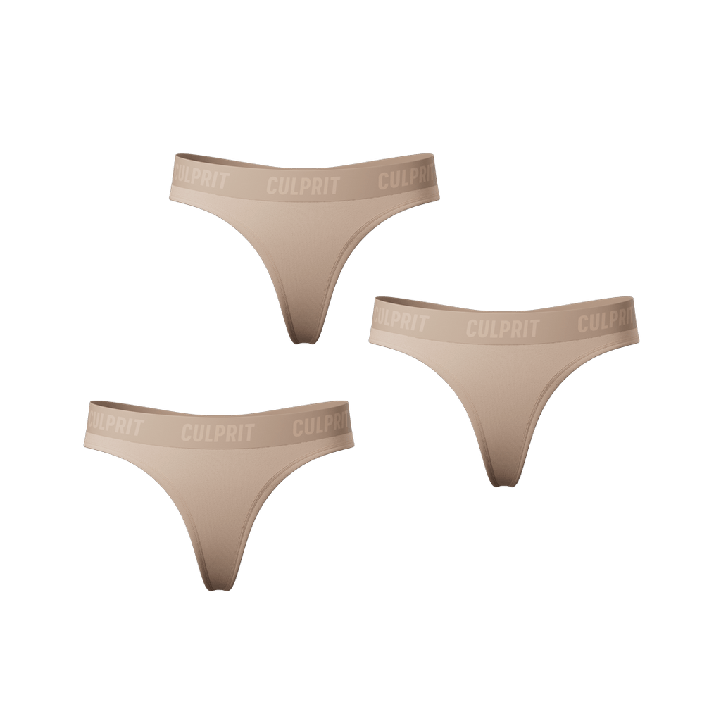 Toasted Marshmallow Classic Thong 3 - Pack 🍨 - Culprit Underwear - Thongs - 3PK - THG - NOUG - XS