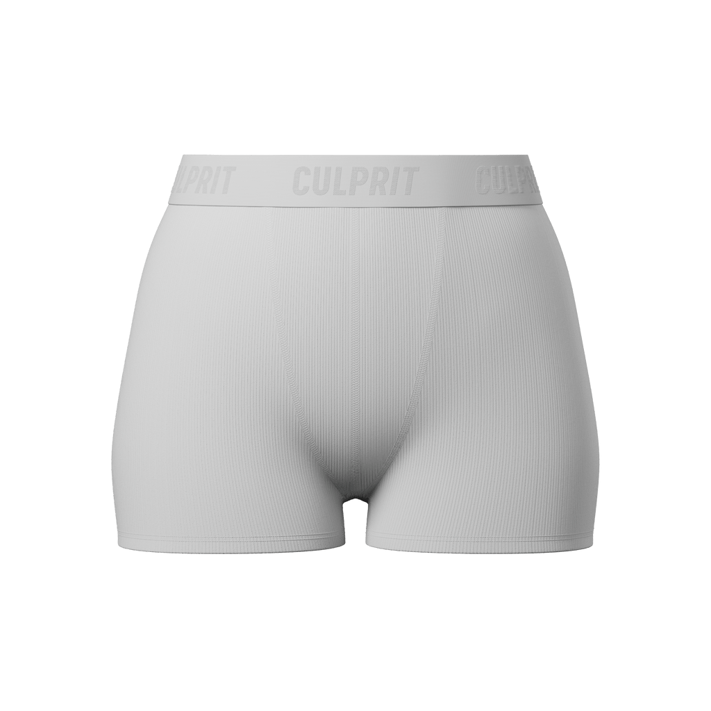 White Hot Ribbed Booty Shorts - Culprit Underwear - Booty Shorts - BS - WHR - XS