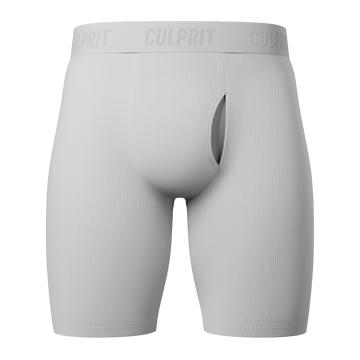 White Hot Ribbed Long - Cut Boxer Briefs w/ fly - Culprit Underwear - Long Briefs - BBK2 - WHR - S