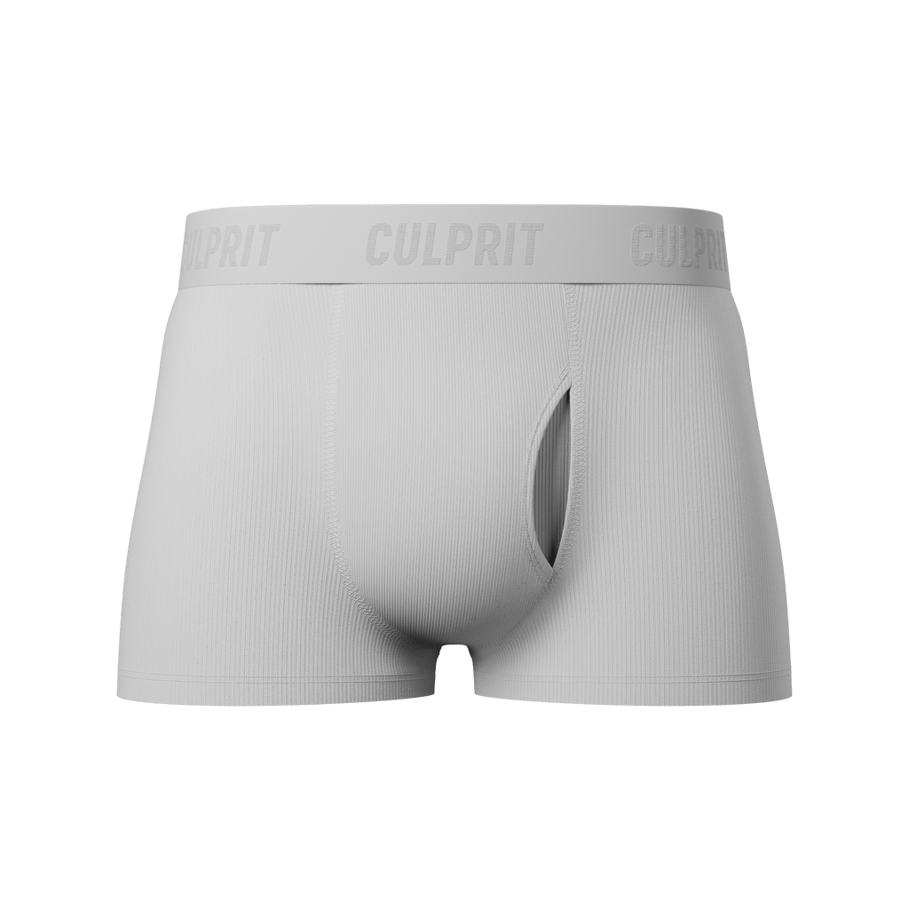 White Hot Ribbed Trunk Cut Boxer Briefs w/ fly - Culprit Underwear - Trunk Cut w/ Fly - TRK2 - WHR - S