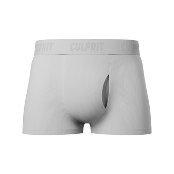 White Hot Ribbed Trunk Cut Boxer Briefs w/ fly - Culprit Underwear - Trunk Cut w/ Fly - TRK2 - WHR - S