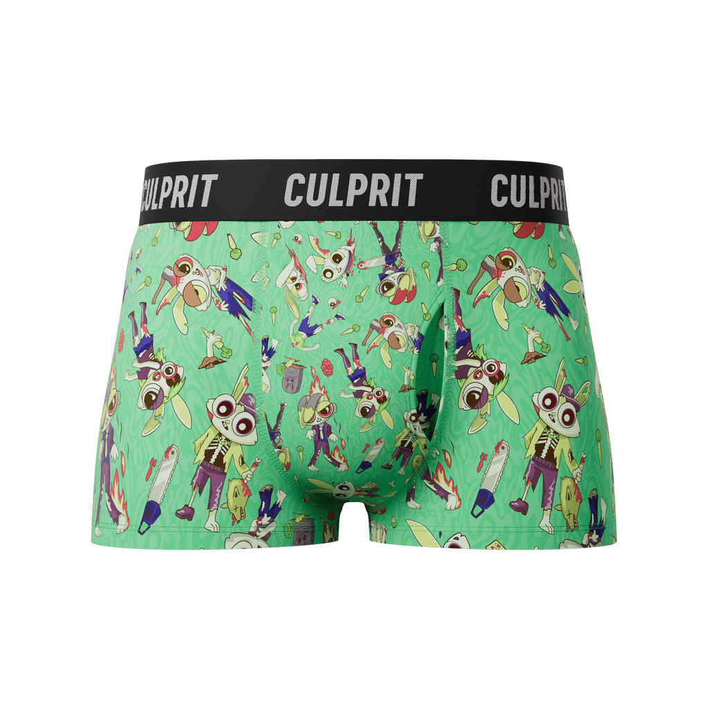 Zombie Bunnies 🧟‍♂️🐰 Trunk Cut Boxer Briefs w/ fly - Culprit Underwear - Trunk Cut w/ Fly - TRK2 - ZOMBI - S